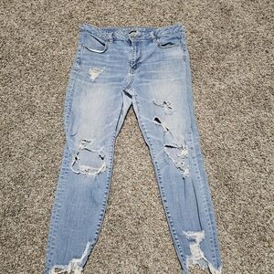 American Eagle Outfitters Sky Blue Ripped Skinny Jeans